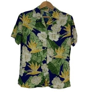 🌼 Go Barefoot • Hawaiian Tropical Button Up Shirt • Oversized Small